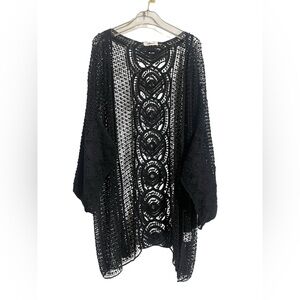ADORA Black Open-Knit Crochet Kimono